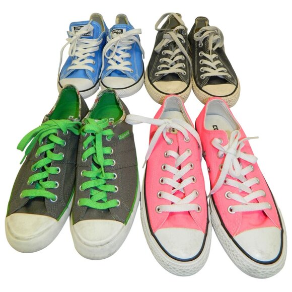 Converse Chuck Taylor All Stars Size 7 Lot 4 Sneakers Blue Pink Gray Green Grey - Picture 1 of 16